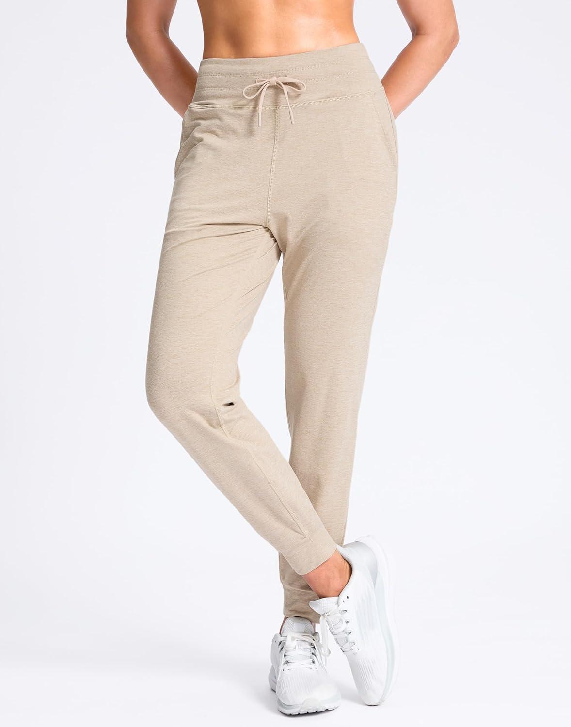 imageSANTINY Womens Sweatpants Joggers with Pockets Soft Stretch High Waisted Sweat Pants Lounge Running Athletic Workout JoggingKhaki