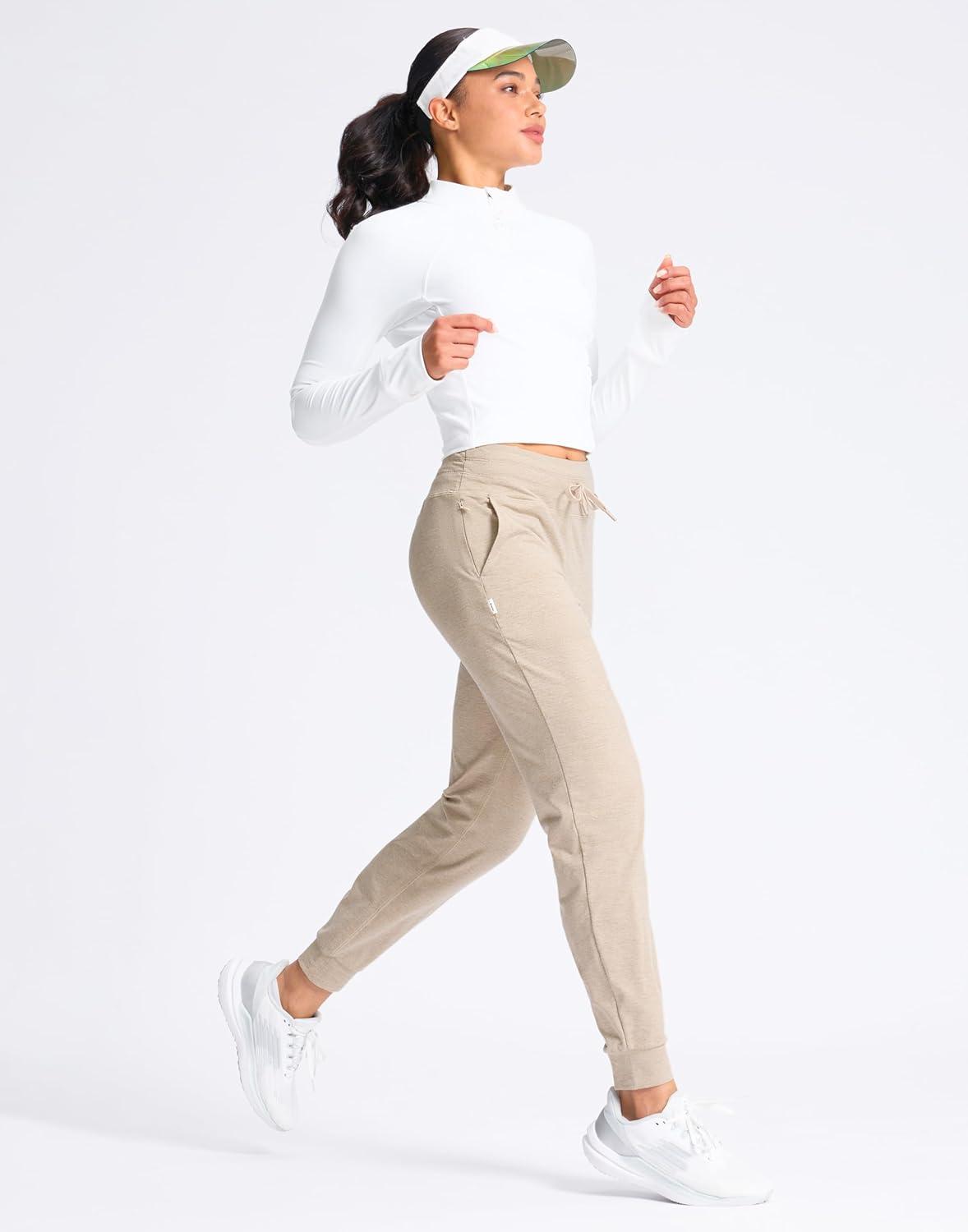 imageSANTINY Womens Sweatpants Joggers with Pockets Soft Stretch High Waisted Sweat Pants Lounge Running Athletic Workout JoggingKhaki