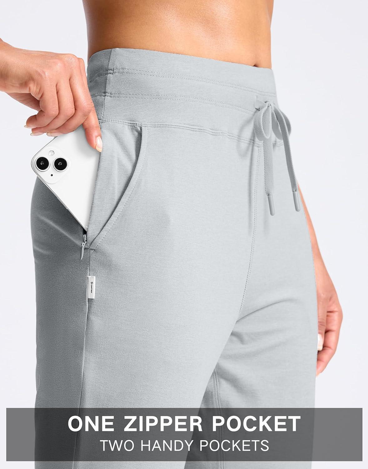 imageSANTINY Womens Sweatpants Joggers with Pockets Soft Stretch High Waisted Sweat Pants Lounge Running Athletic Workout JoggingLight Grey
