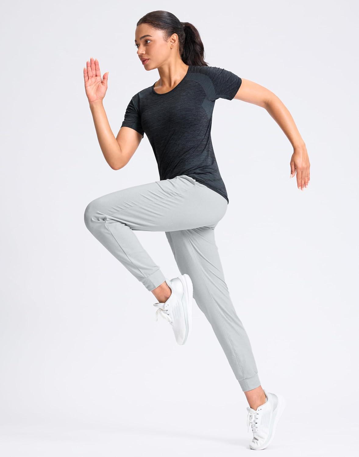 imageSANTINY Womens Sweatpants Joggers with Pockets Soft Stretch High Waisted Sweat Pants Lounge Running Athletic Workout JoggingLight Grey