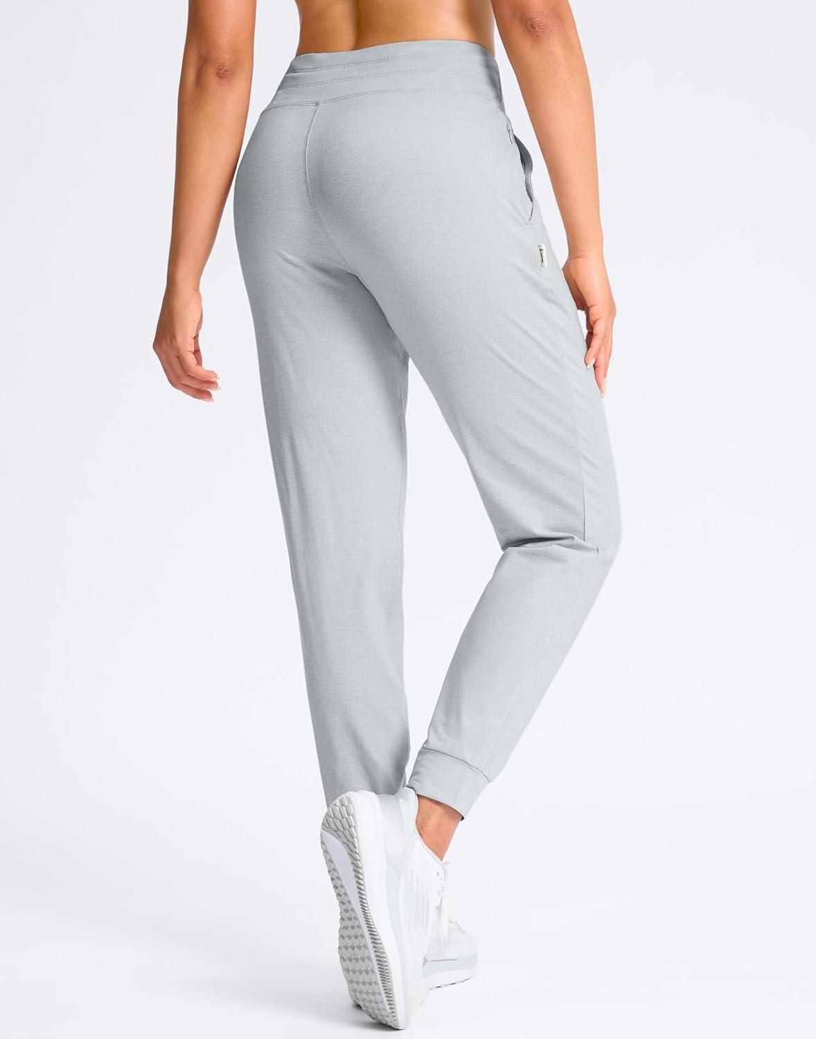 imageSANTINY Womens Sweatpants Joggers with Pockets Soft Stretch High Waisted Sweat Pants Lounge Running Athletic Workout JoggingLight Grey