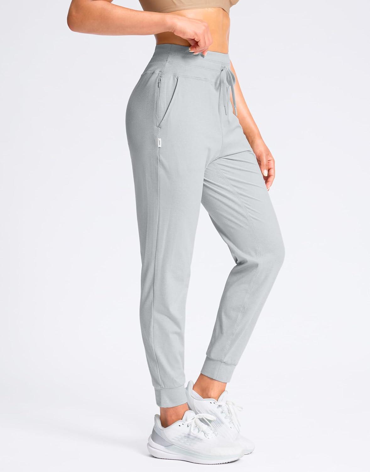 imageSANTINY Womens Sweatpants Joggers with Pockets Soft Stretch High Waisted Sweat Pants Lounge Running Athletic Workout JoggingLight Grey