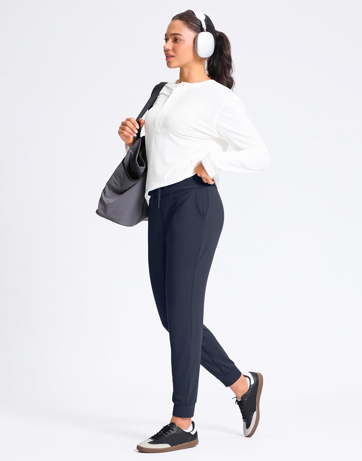 imageSANTINY Womens Sweatpants Joggers with Pockets Soft Stretch High Waisted Sweat Pants Lounge Running Athletic Workout JoggingNavy