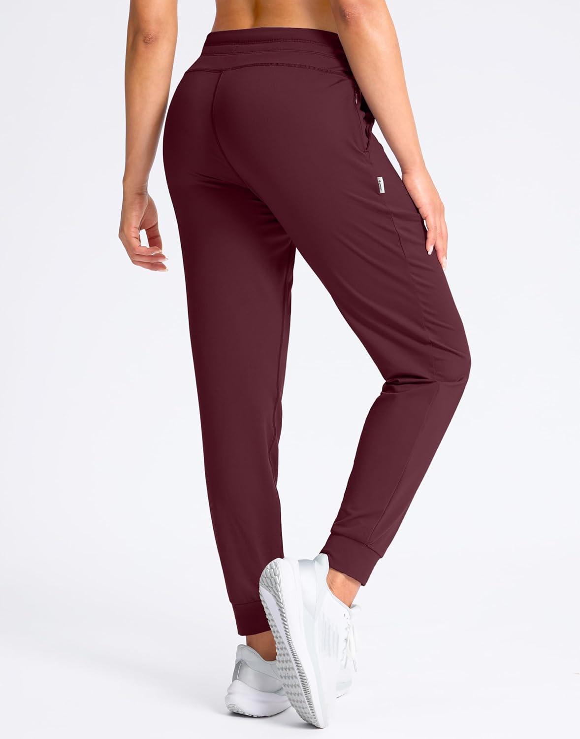 imageSANTINY Womens Sweatpants Joggers with Pockets Soft Stretch High Waisted Sweat Pants Lounge Running Athletic Workout JoggingWine