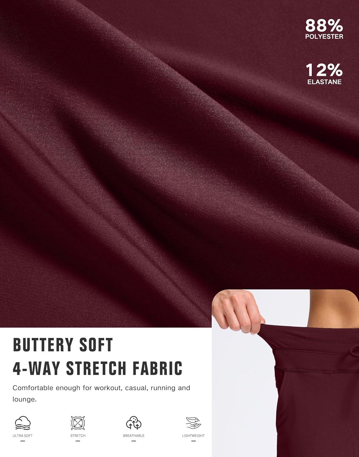 imageSANTINY Womens Sweatpants Joggers with Pockets Soft Stretch High Waisted Sweat Pants Lounge Running Athletic Workout JoggingWine