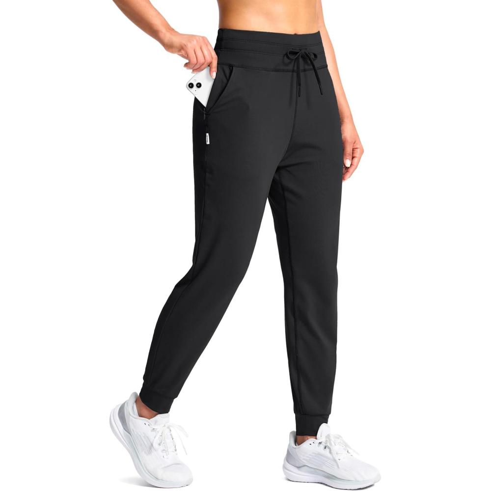 imageSANTINY Womens Sweatpants Joggers with Pockets Soft Stretch High Waisted Sweat Pants Lounge Running Athletic Workout JoggingBlack