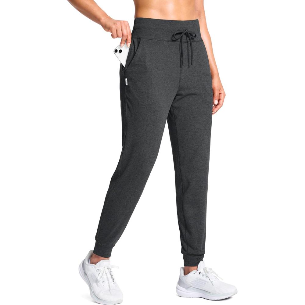 imageSANTINY Womens Sweatpants Joggers with Pockets Soft Stretch High Waisted Sweat Pants Lounge Running Athletic Workout JoggingCharcoal