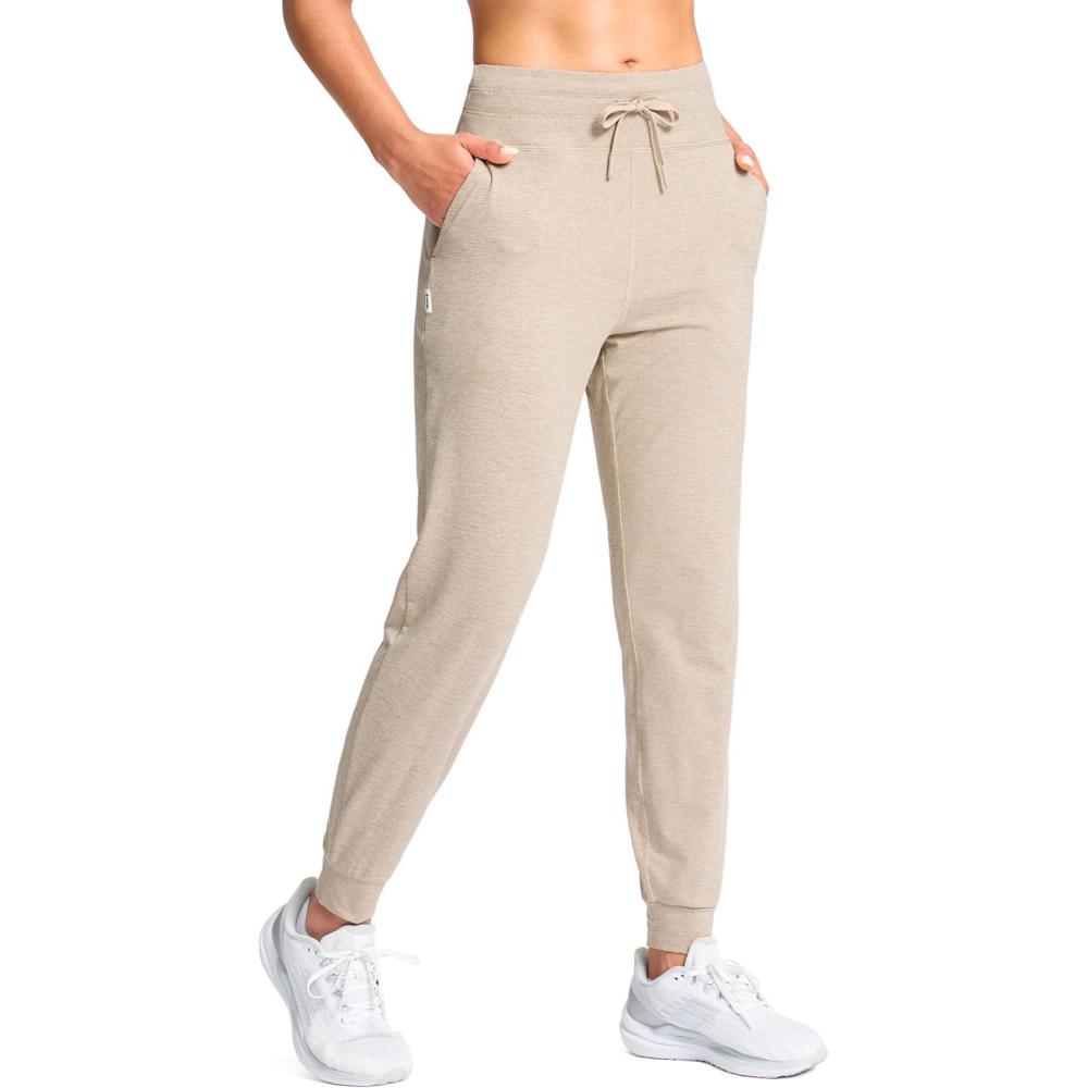 imageSANTINY Womens Sweatpants Joggers with Pockets Soft Stretch High Waisted Sweat Pants Lounge Running Athletic Workout JoggingKhaki