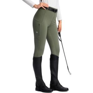 SANTINY Women’s Horse Riding Pants Zipper Pockets Silicone Full-Seat Breeches Equestrian Schooling Tights for Women(Grey Sage)