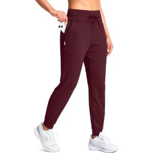 SANTINY Women’s Sweatpants Joggers with Pockets Soft Stretch High Waisted Sweat Pants Lounge Running Athletic Workout Jogging(Wine)
