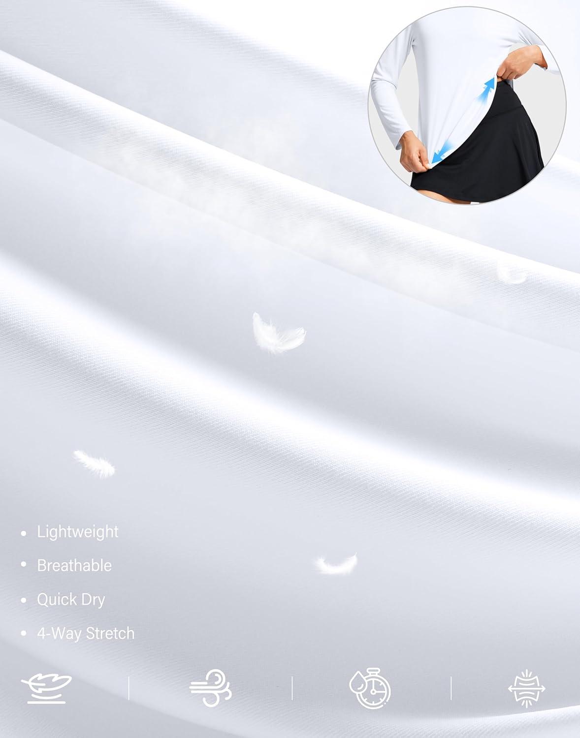 imageSANTINY Lightweight Long Sleeve Workout Tops for Women Breathable Active Tennis Sports Top Gym Yoga Athletic Running ShirtsA White