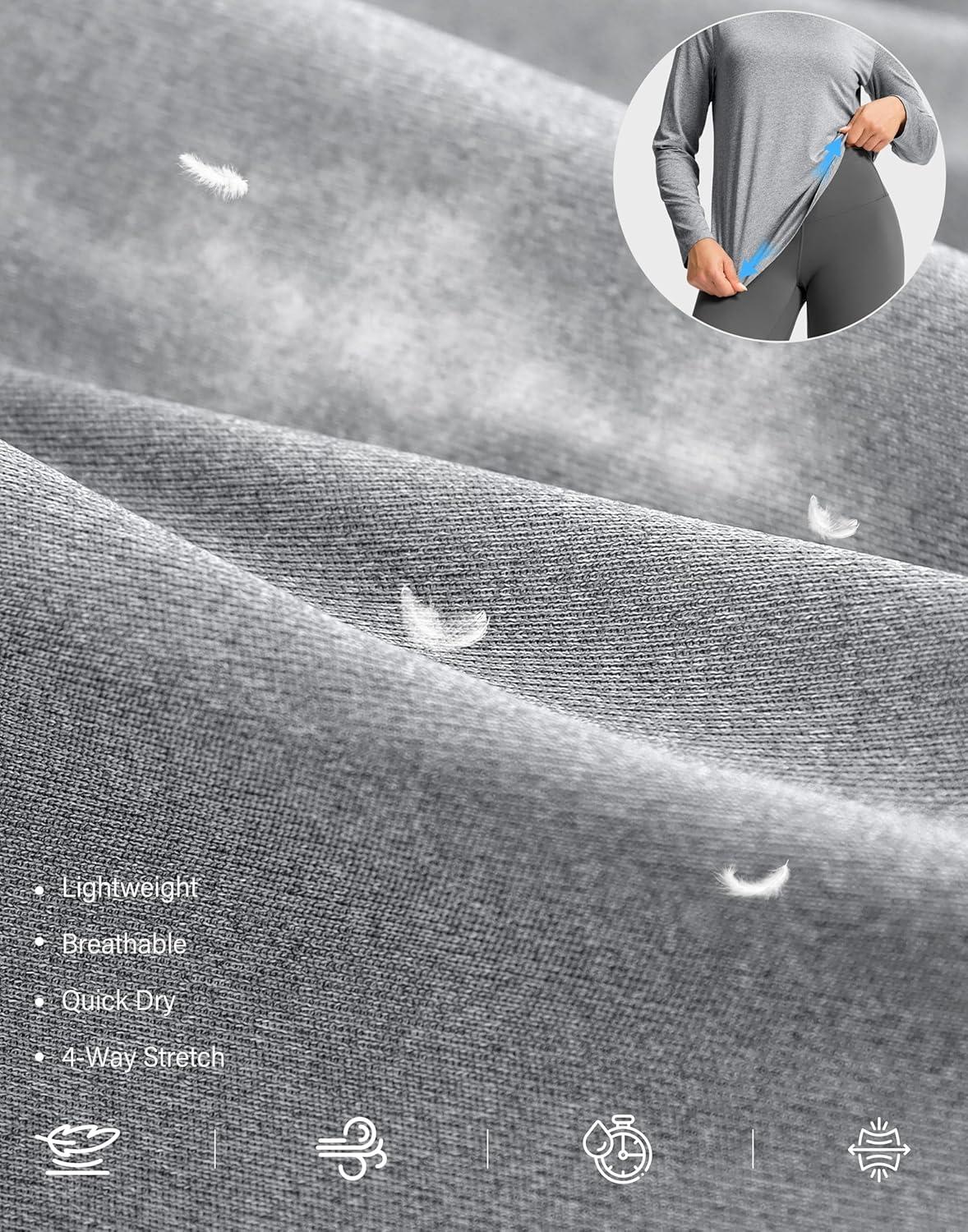 imageSANTINY Lightweight Long Sleeve Workout Tops for Women Breathable Active Tennis Sports Top Gym Yoga Athletic Running ShirtsHeather Grey