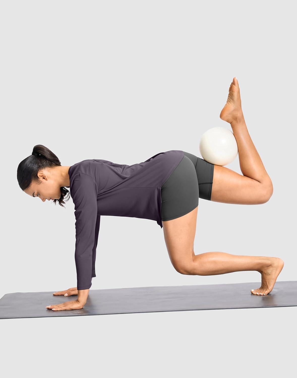 imageSANTINY Lightweight Long Sleeve Workout Tops for Women Breathable Active Tennis Sports Top Gym Yoga Athletic Running ShirtsPurple Grey