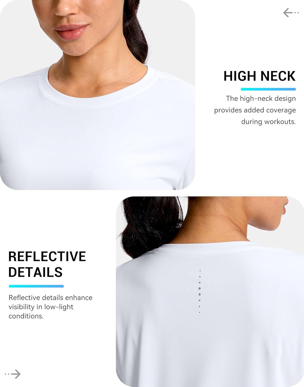 imageSANTINY Lightweight Long Sleeve Workout Tops for Women Breathable Tennis Active Sports Top Gym Yoga Athletic Running ShirtsA White