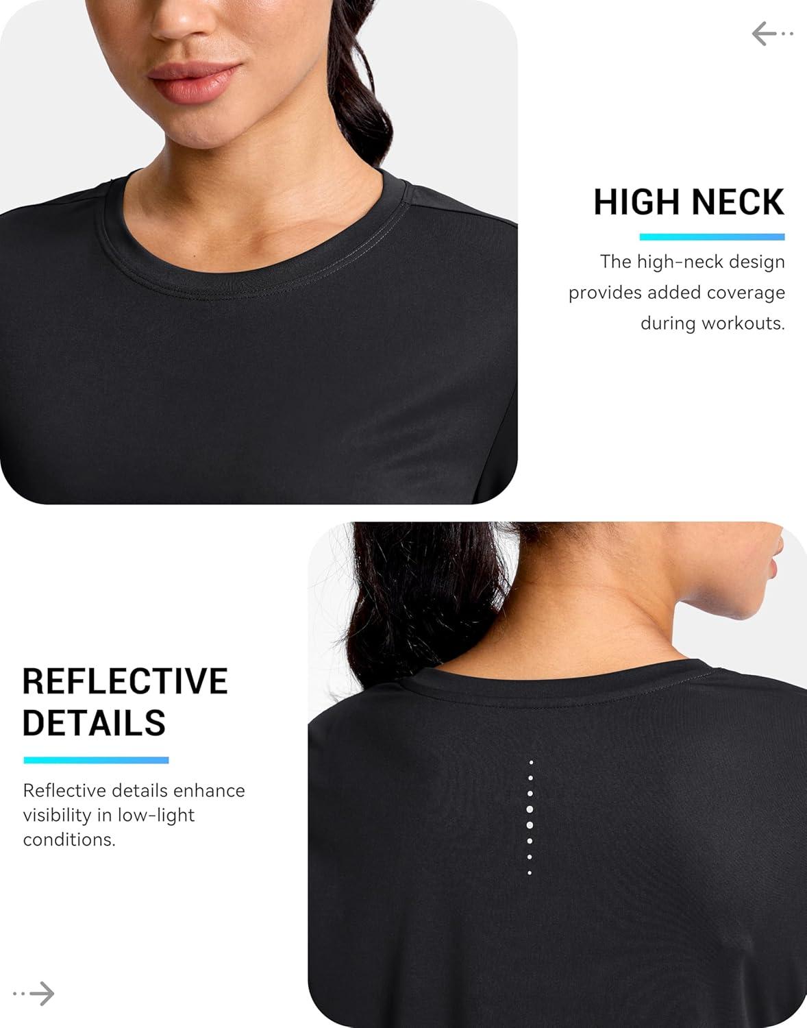 imageSANTINY Lightweight Long Sleeve Workout Tops for Women Breathable Tennis Active Sports Top Gym Yoga Athletic Running ShirtsBlack