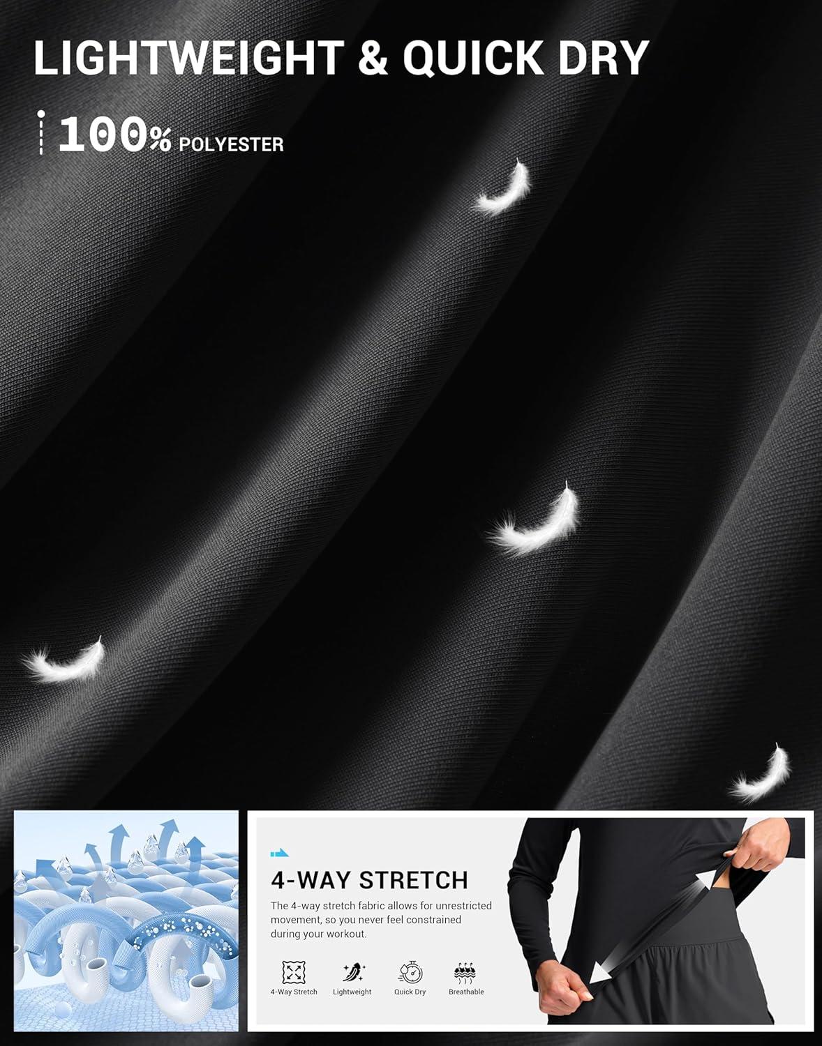 imageSANTINY Lightweight Long Sleeve Workout Tops for Women Breathable Tennis Active Sports Top Gym Yoga Athletic Running ShirtsBlack