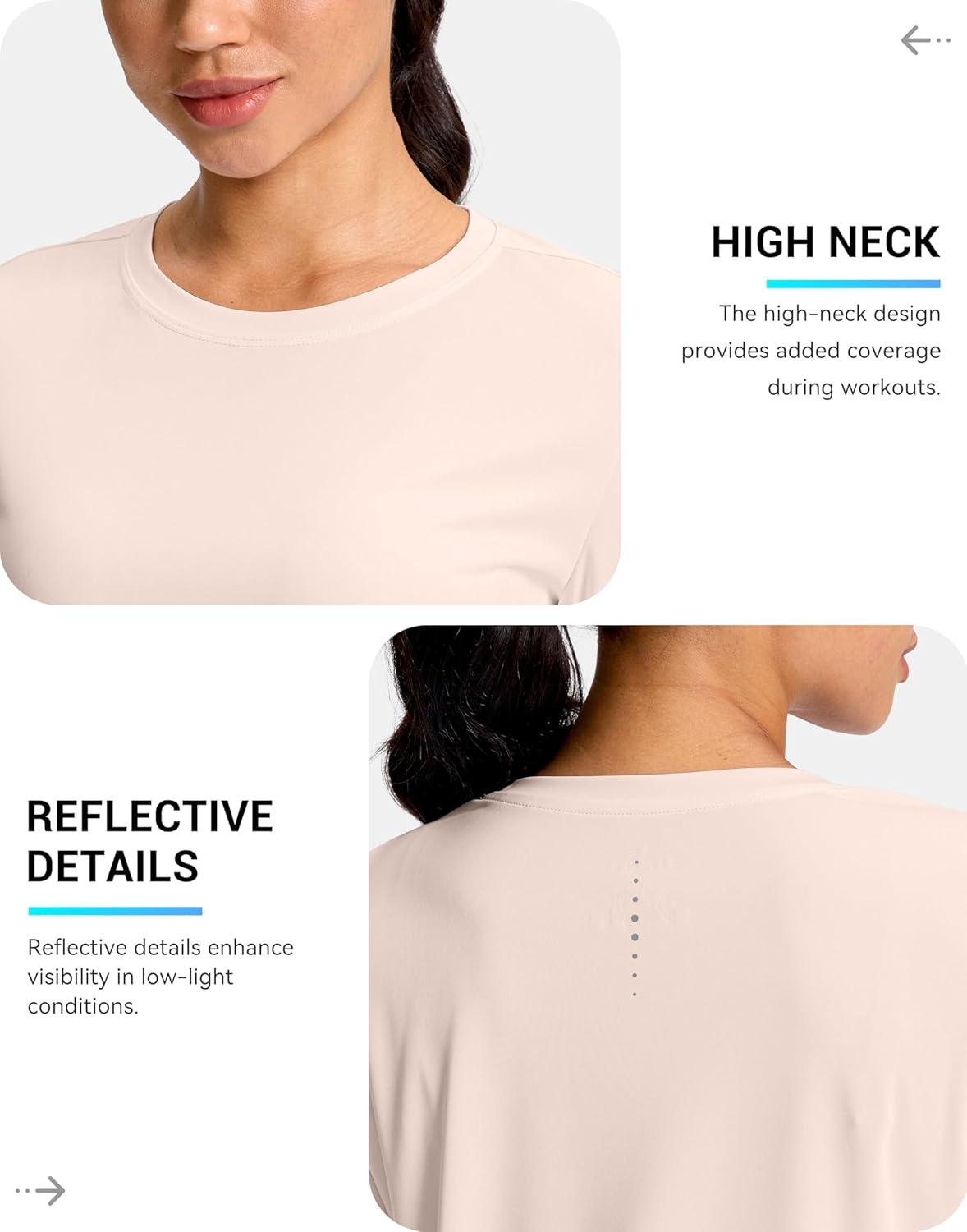 imageSANTINY Lightweight Long Sleeve Workout Tops for Women Breathable Tennis Active Sports Top Gym Yoga Athletic Running ShirtsCream