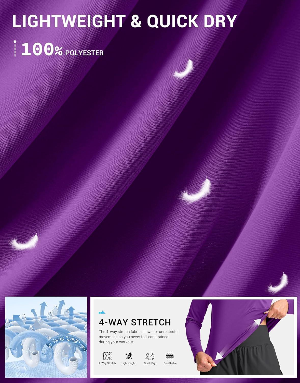 imageSANTINY Lightweight Long Sleeve Workout Tops for Women Breathable Tennis Active Sports Top Gym Yoga Athletic Running ShirtsDark Purple