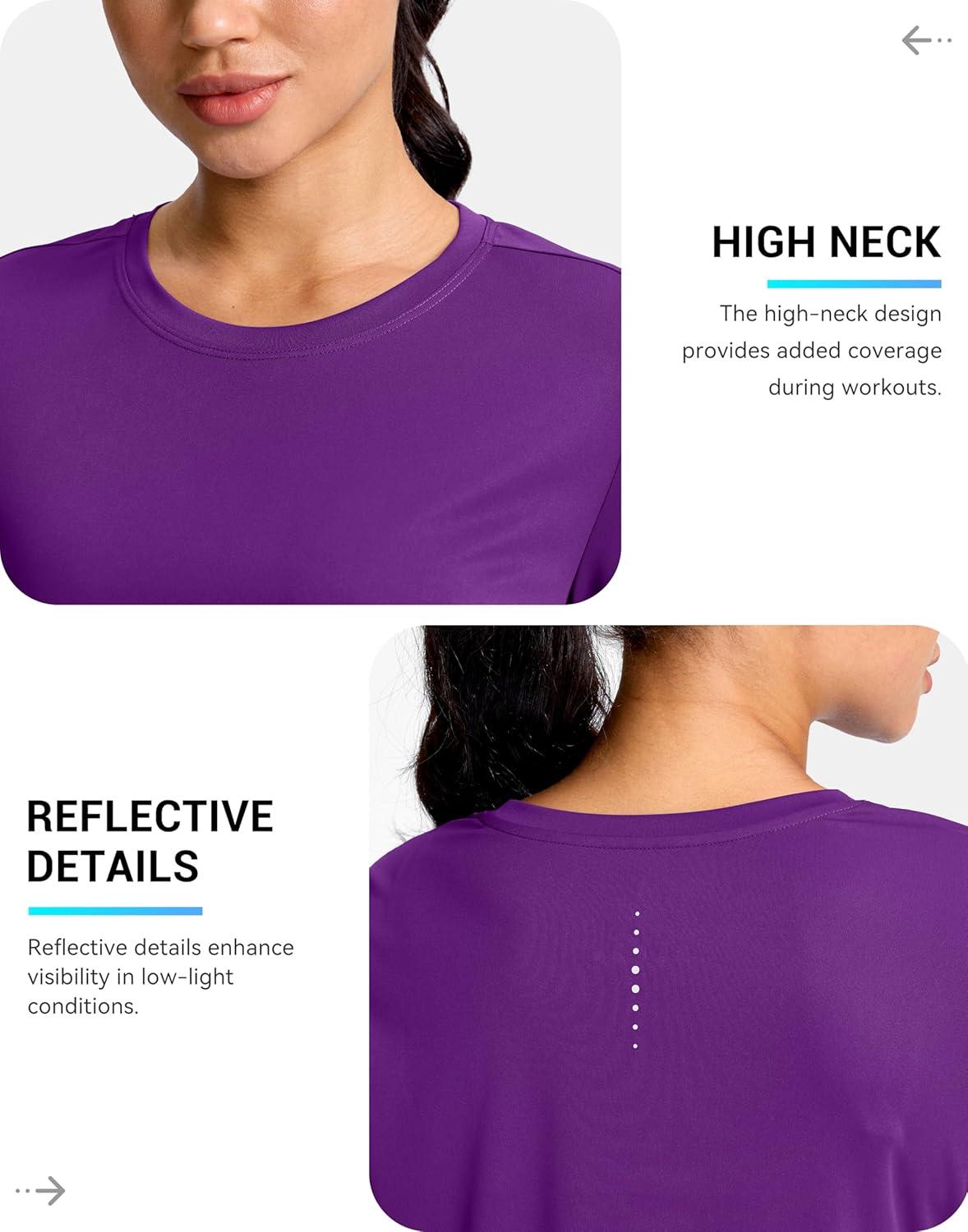 imageSANTINY Lightweight Long Sleeve Workout Tops for Women Breathable Tennis Active Sports Top Gym Yoga Athletic Running ShirtsDark Purple