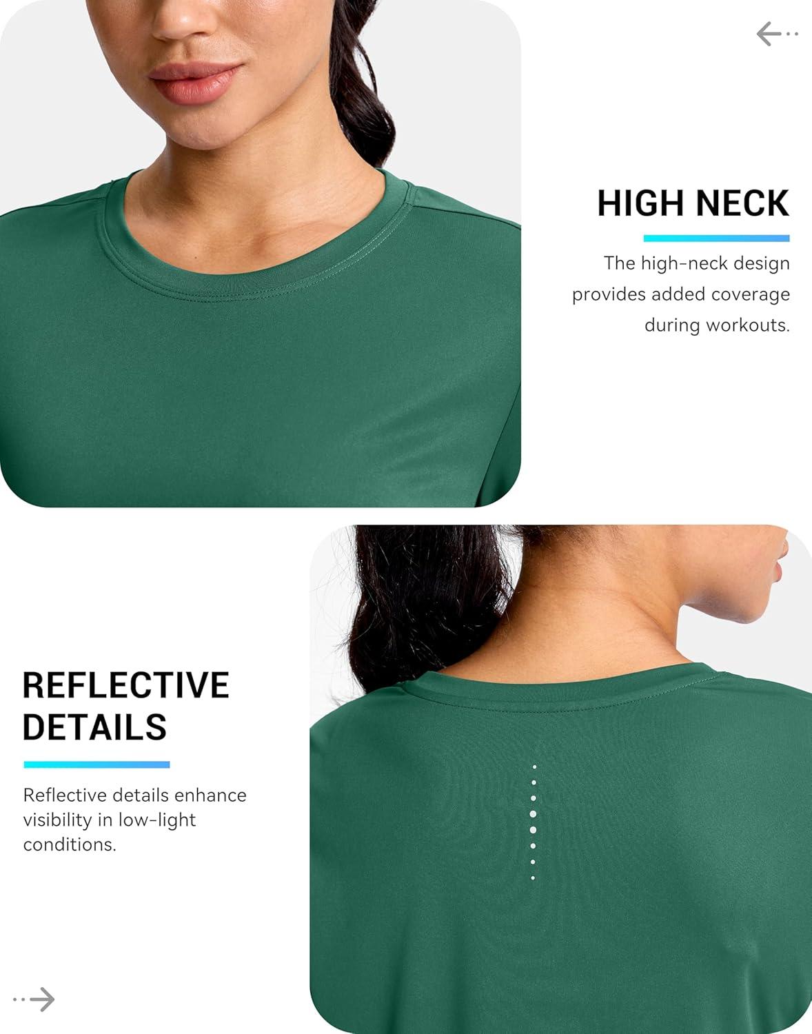 imageSANTINY Lightweight Long Sleeve Workout Tops for Women Breathable Tennis Active Sports Top Gym Yoga Athletic Running ShirtsGreen