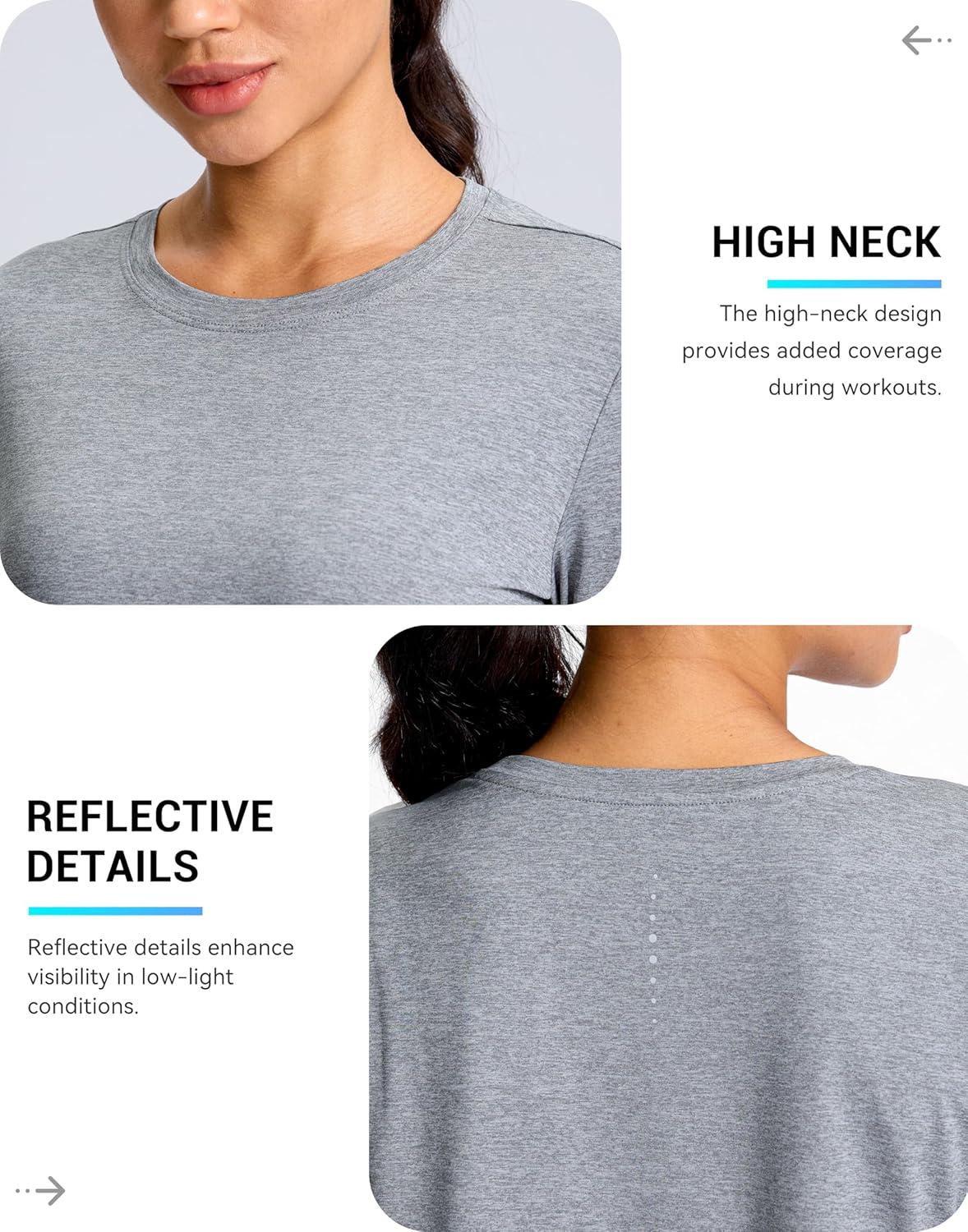 imageSANTINY Lightweight Long Sleeve Workout Tops for Women Breathable Tennis Active Sports Top Gym Yoga Athletic Running ShirtsHeather Grey