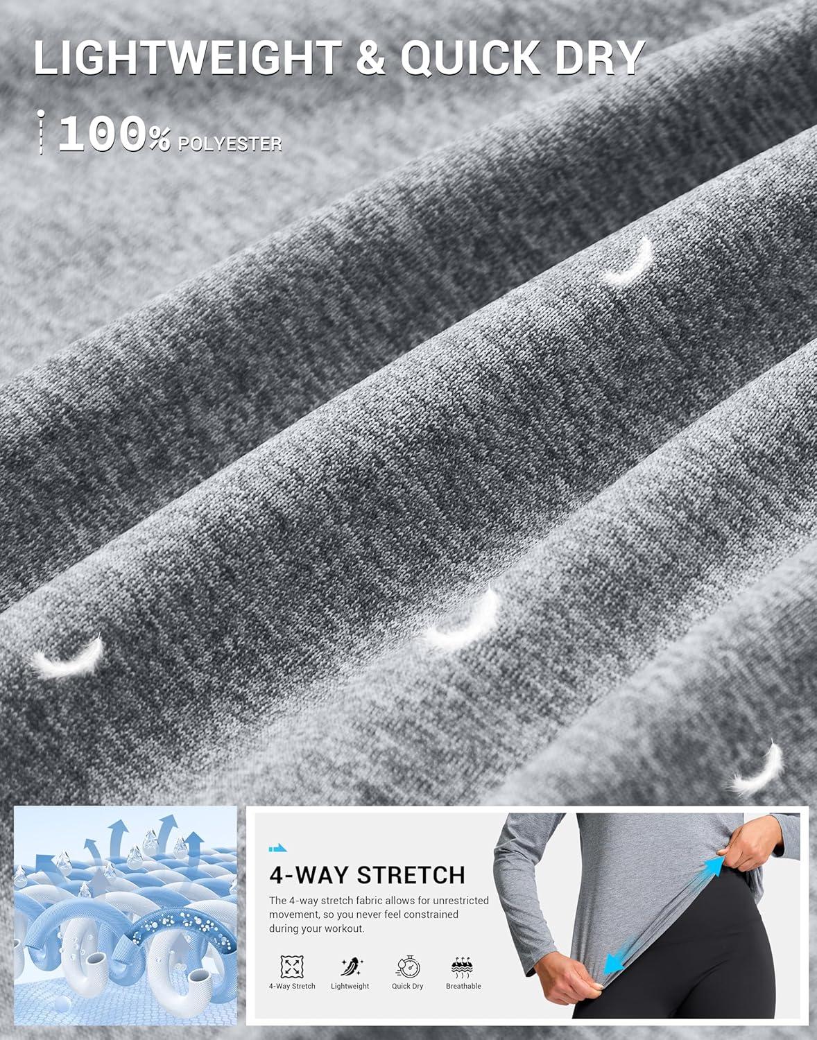 imageSANTINY Lightweight Long Sleeve Workout Tops for Women Breathable Tennis Active Sports Top Gym Yoga Athletic Running ShirtsHeather Grey