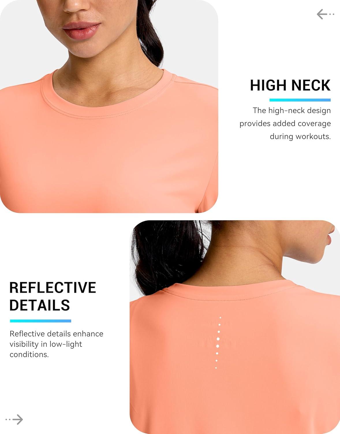 imageSANTINY Lightweight Long Sleeve Workout Tops for Women Breathable Tennis Active Sports Top Gym Yoga Athletic Running ShirtsOrange