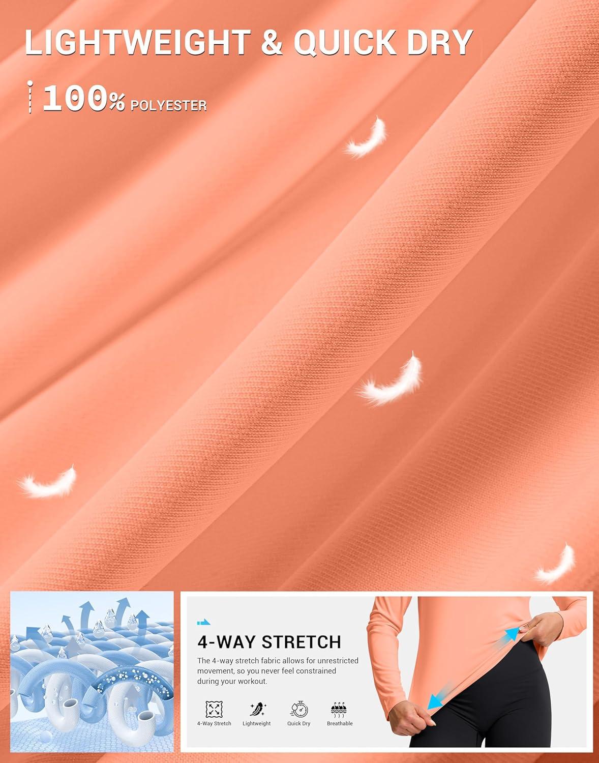 imageSANTINY Lightweight Long Sleeve Workout Tops for Women Breathable Tennis Active Sports Top Gym Yoga Athletic Running ShirtsOrange