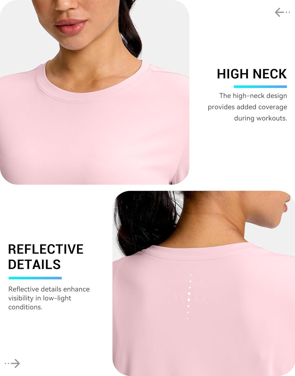 imageSANTINY Lightweight Long Sleeve Workout Tops for Women Breathable Tennis Active Sports Top Gym Yoga Athletic Running ShirtsPink