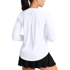 SANTINY Lightweight Long Sleeve Workout Tops for Women Breathable Active Tennis Sports Top Gym Yoga Athletic Running Shirts(A White)
