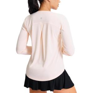 SANTINY Lightweight Long Sleeve Workout Tops for Women Breathable Active Tennis Sports Top Gym Yoga Athletic Running Shirts(Cream)