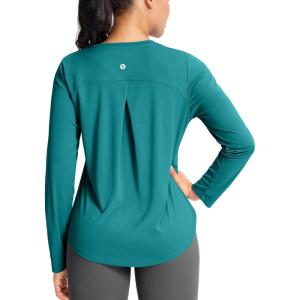 SANTINY Lightweight Long Sleeve Workout Tops for Women Breathable Active Tennis Sports Top Gym Yoga Athletic Running Shirts(Teal)