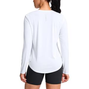 SANTINY Lightweight Long Sleeve Workout Tops for Women Breathable Tennis Active Sports Top Gym Yoga Athletic Running Shirts(A White)