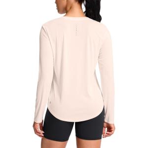 SANTINY Lightweight Long Sleeve Workout Tops for Women Breathable Tennis Active Sports Top Gym Yoga Athletic Running Shirts(Cream)