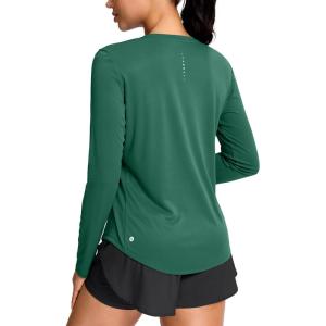 SANTINY Lightweight Long Sleeve Workout Tops for Women Breathable Tennis Active Sports Top Gym Yoga Athletic Running Shirts(Green)
