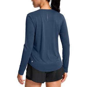 SANTINY Lightweight Long Sleeve Workout Tops for Women Breathable Tennis Active Sports Top Gym Yoga Athletic Running Shirts(Navy)