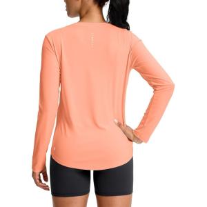 SANTINY Lightweight Long Sleeve Workout Tops for Women Breathable Tennis Active Sports Top Gym Yoga Athletic Running Shirts(Orange)