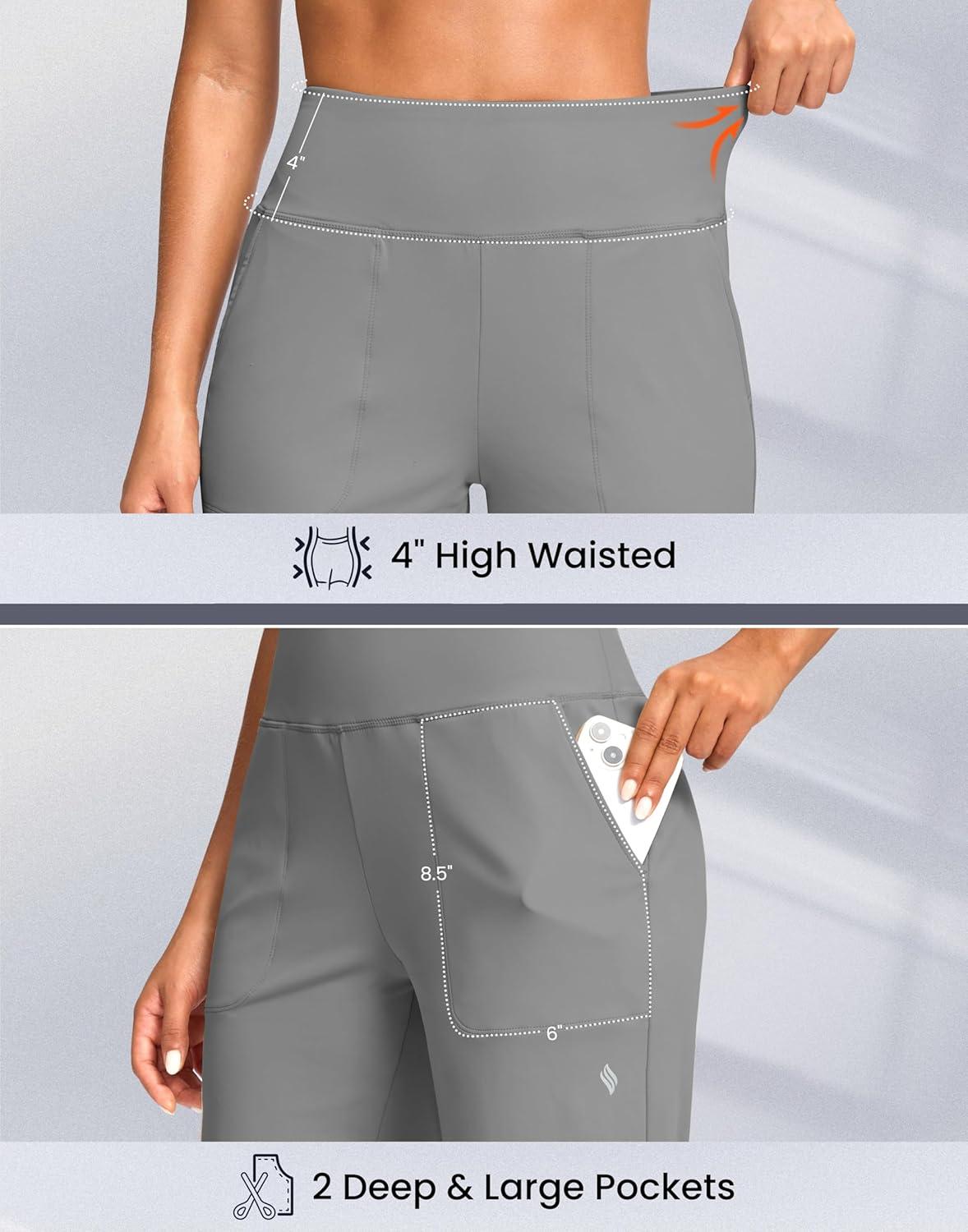 imageSANTINY 14quot Shorts for Women Knee Length with Pockets High Waisted Stretch Long Bermuda Shorts for Summer Dressy CasualLight Grey