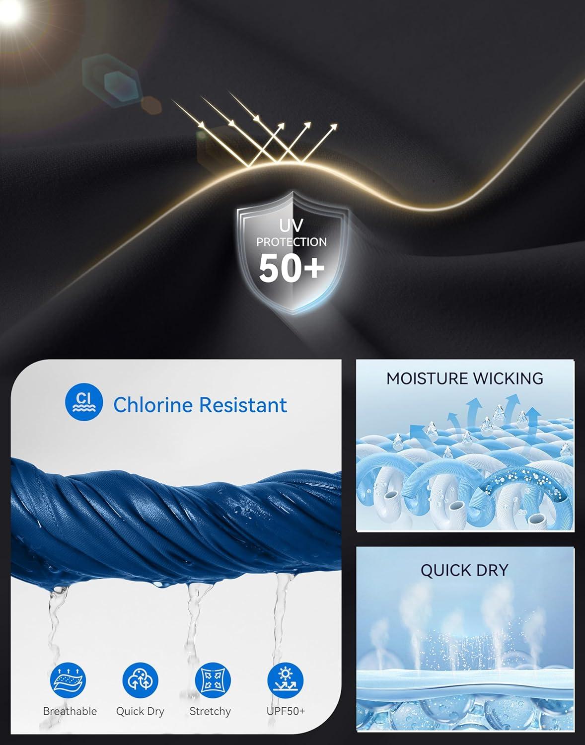 imageSANTINY Rash Guard for Women UPF 50 Bathing Suit Sun Protection Short Sleeve Swimsuit Top Quick Dry Swim Shirts for WomenBlack