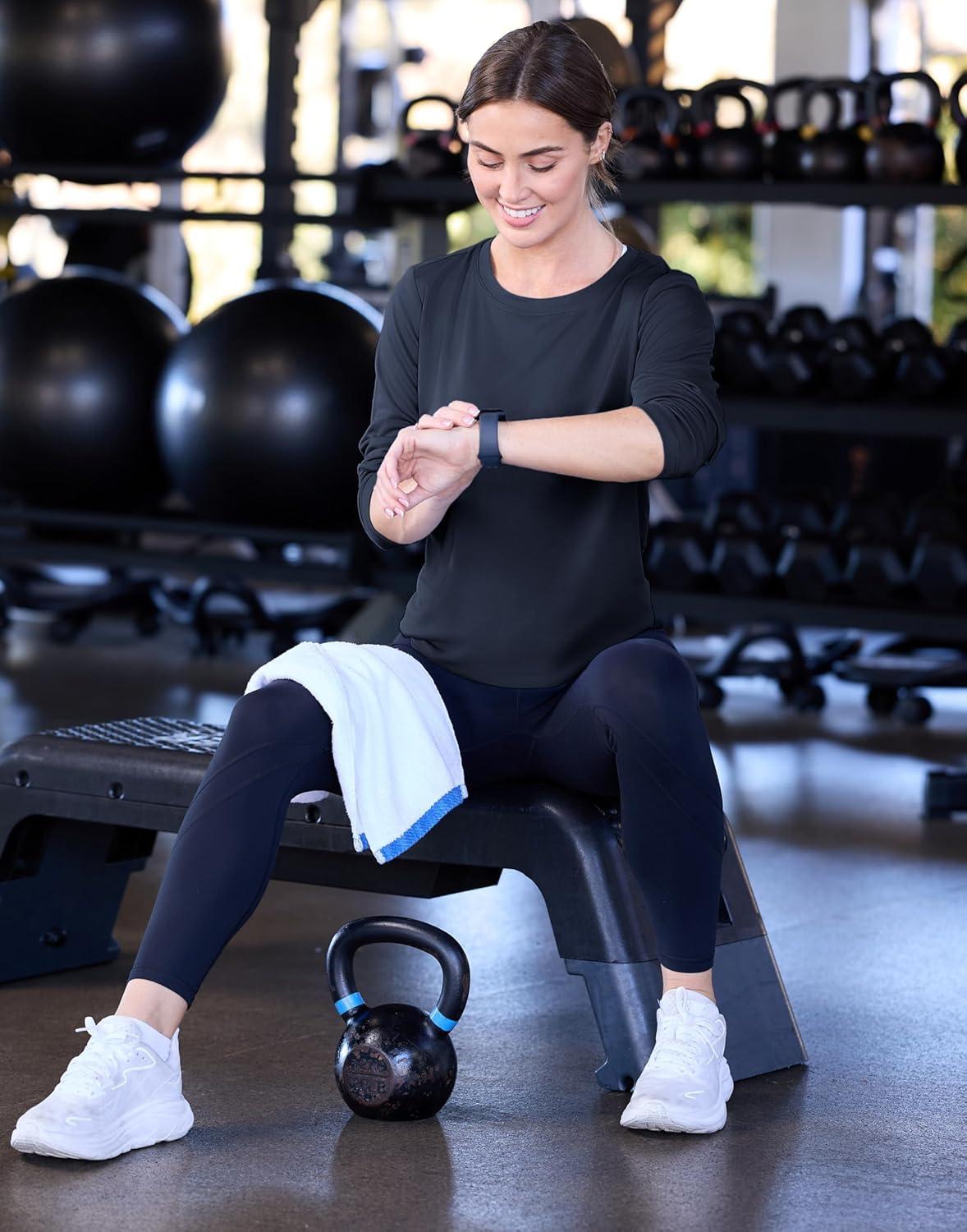 imageSANTINY Womens Lightweight Long Sleeve Workout Tops Split Back Gym Running Hiking Athletic Shirt Quick Dry UPF 50 Sun ShirtNavy