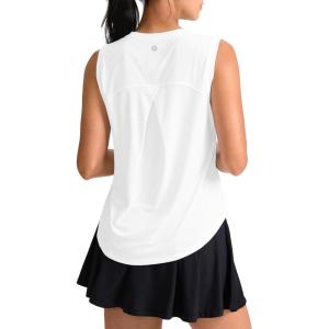 SANTINY Women’s Sleeveless Workout Tops Breathable Lightweight Active Tennis Yoga Shirts Athletic Running Tank Tops for Women(A White)