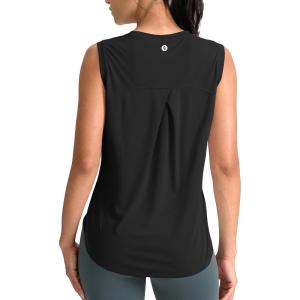 SANTINY Women’s Sleeveless Workout Tops Breathable Lightweight Active Tennis Yoga Shirts Athletic Running Tank Tops for Women(Black)