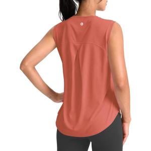 SANTINY Women’s Sleeveless Workout Tops Breathable Lightweight Active Tennis Yoga Shirts Athletic Running Tank Tops for Women(Coral)