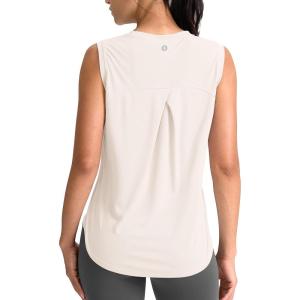 SANTINY Women’s Sleeveless Workout Tops Breathable Lightweight Active Tennis Yoga Shirts Athletic Running Tank Tops for Women(Cream)