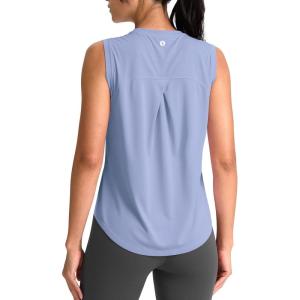 SANTINY Women’s Sleeveless Workout Tops Breathable Lightweight Active Tennis Yoga Shirts Athletic Running Tank Tops for Women(Light Blue)