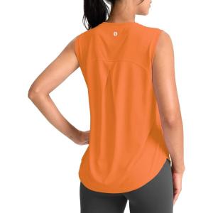 SANTINY Women’s Sleeveless Workout Tops Breathable Lightweight Active Tennis Yoga Shirts Athletic Running Tank Tops for Women(Neon Orange)
