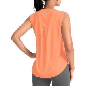 SANTINY Women’s Sleeveless Workout Tops Breathable Lightweight Active Tennis Yoga Shirts Athletic Running Tank Tops for Women(Orange)