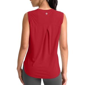 SANTINY Women’s Sleeveless Workout Tops Breathable Lightweight Active Tennis Yoga Shirts Athletic Running Tank Tops for Women(Red)
