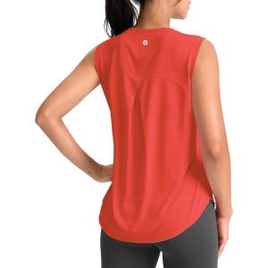 SANTINY Women’s Sleeveless Workout Tops Breathable Lightweight Active Tennis Yoga Shirts Athletic Running Tank Tops for Women(Red Orange)
