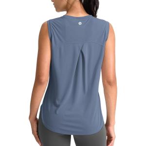 SANTINY Women’s Sleeveless Workout Tops Breathable Lightweight Active Tennis Yoga Shirts Athletic Running Tank Tops for Women(Slate Blue)